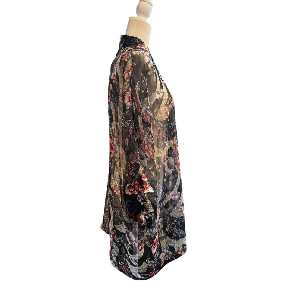 VINTAGE VICTORIA'S SECRET Gold Label Sheer Floral Kimono Robe-One Size - Picture 3 of 5